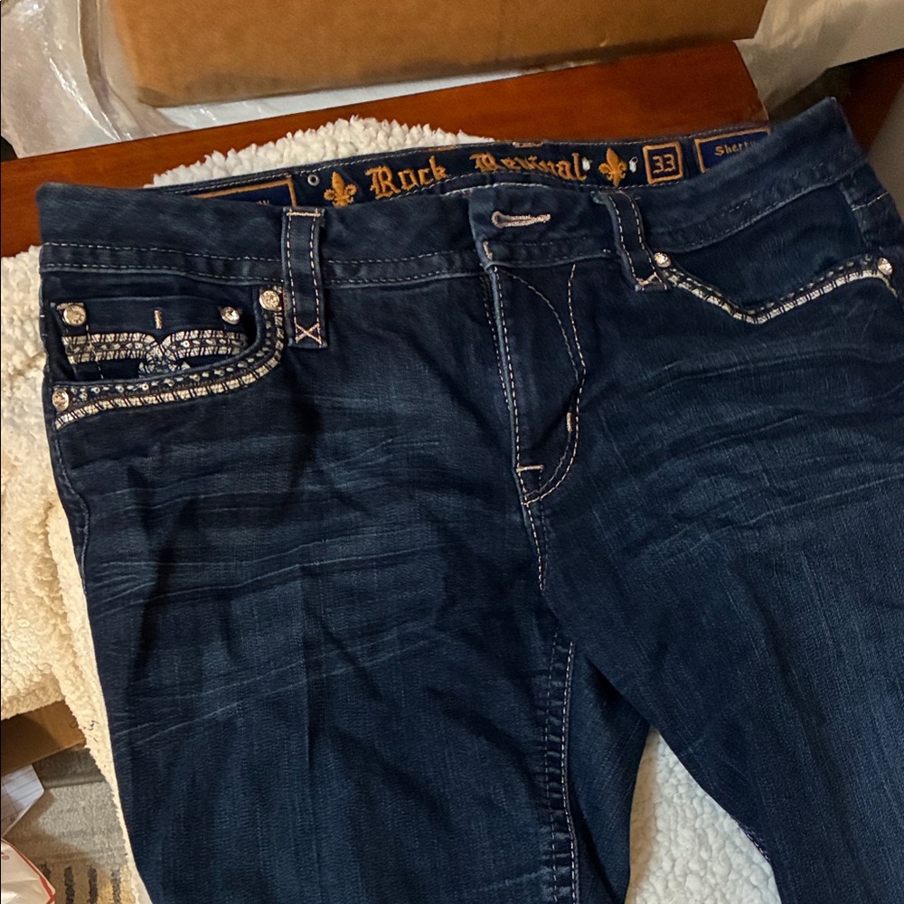 Rock Revival Women's Blue Jeans Sherry Skinny Like New size 33 final firm price